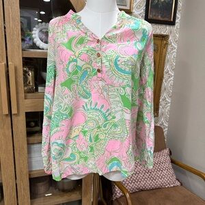 Lilly Pulitzer Colorful Women's Top with Button Detail size XS